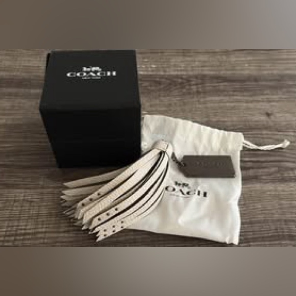 Coach Black and White Tassel Keychain